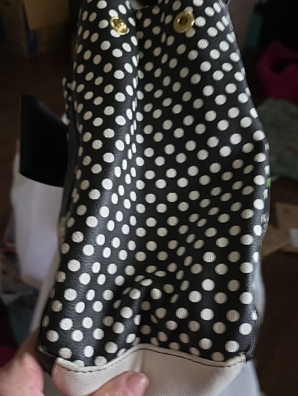 Betsey Johnson Black Floral Tote with White Rose Print and Bow Accent NWOT - Picture 5 of 10